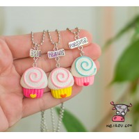 Кулон для троих друзей "Best Friends Forever. Cupcakes. Цена за набор